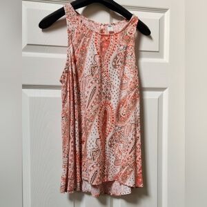 Paisley Print Sleeveless Top - Coral
